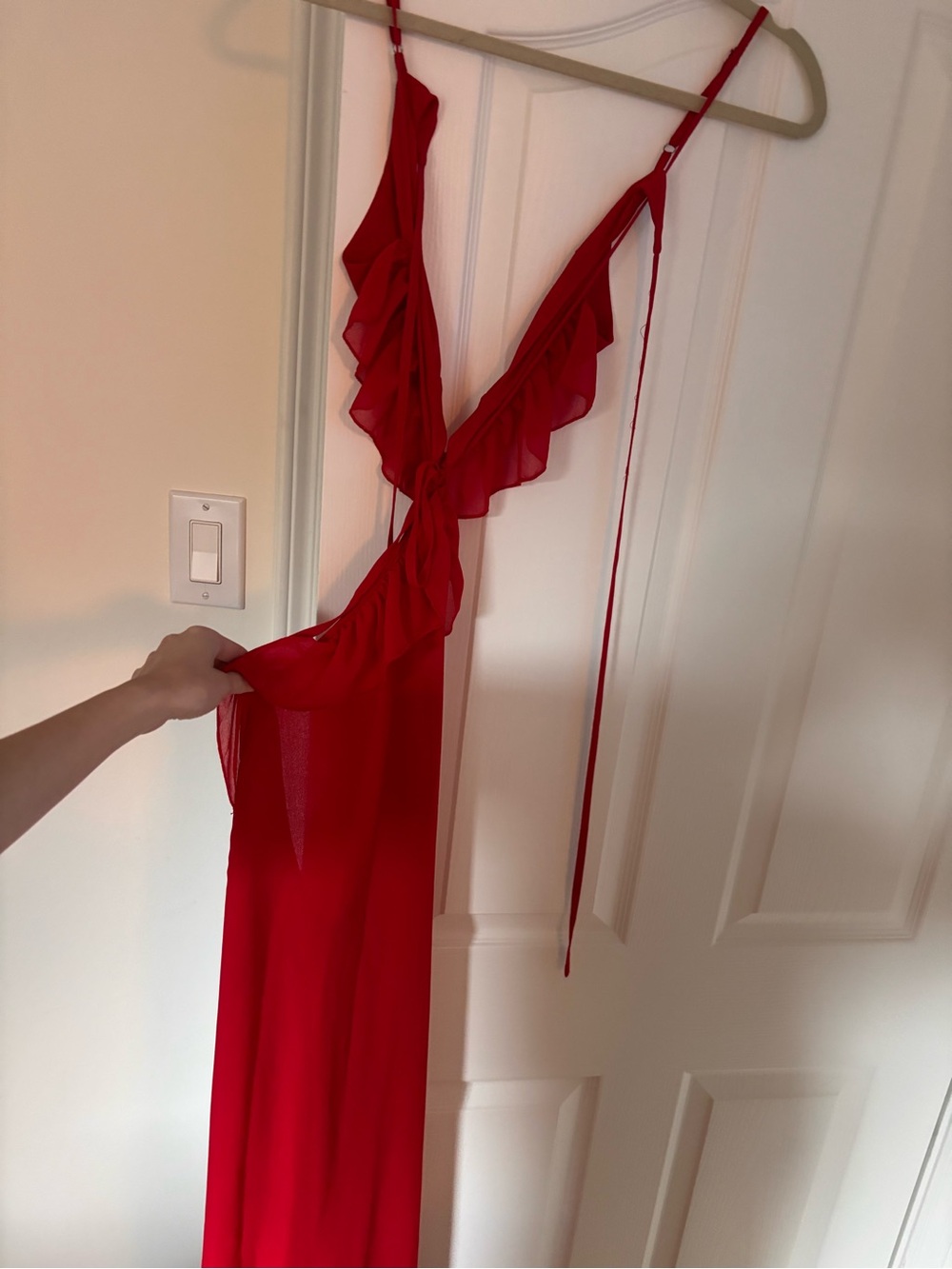 Peppermayo Red Ruffled Backless Long Maxi Dress - Picture 6 of 6